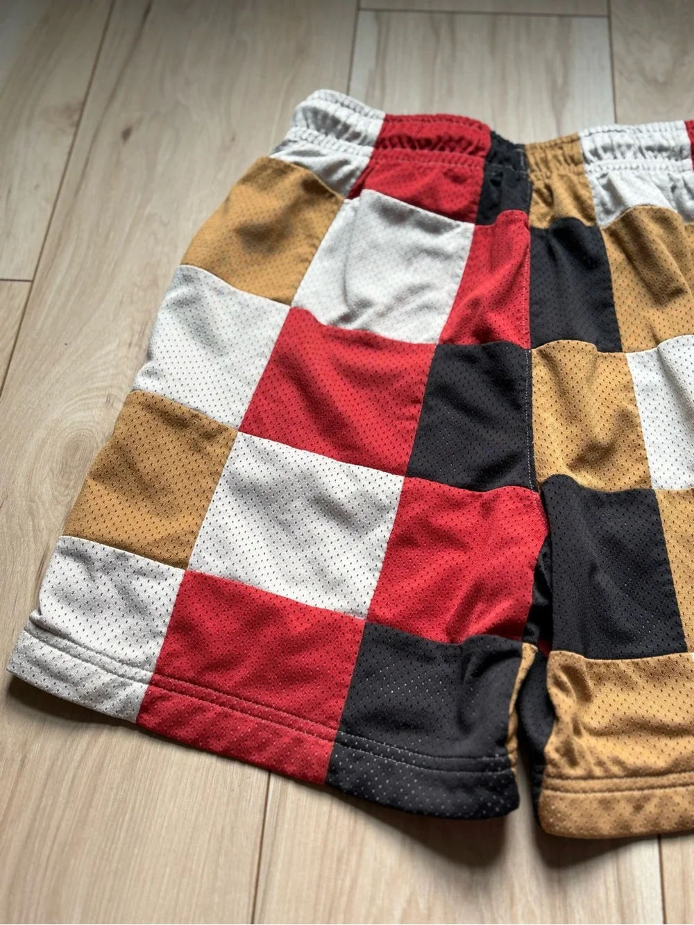 Jordan Flight Men’s Patchwork Mesh Basketball Shorts Red White Tan Size S